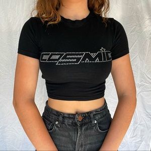 Black ‘Cosmic’ baby tee crop top
